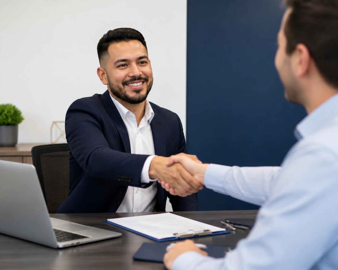 Reclutador hipotecario de HOMESÍ dando la bienvenida a un nuevo loan officer